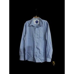 Egara 2xlt Non Iron Slim Fit 100% Cotton Blue And White Gingham L/S Button Down